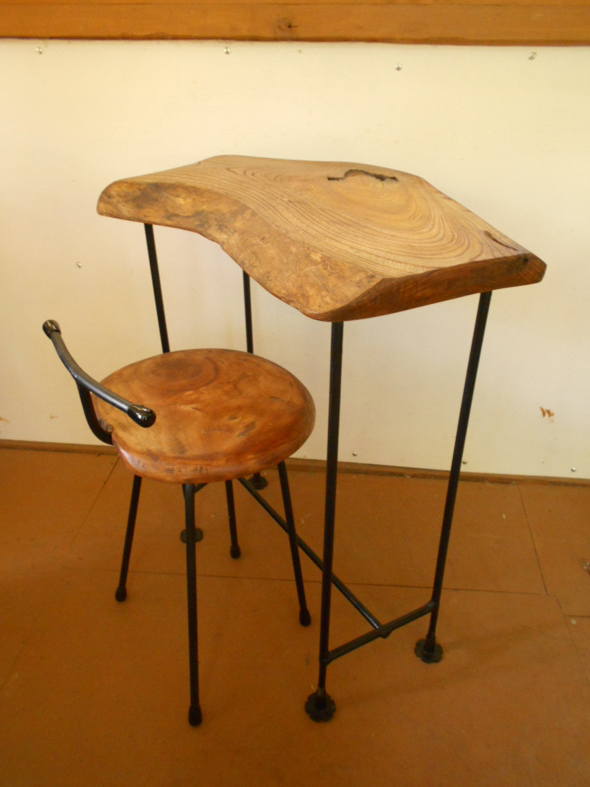 自然形　けやきアイアンテーブル　07-26（テーブルのみ）