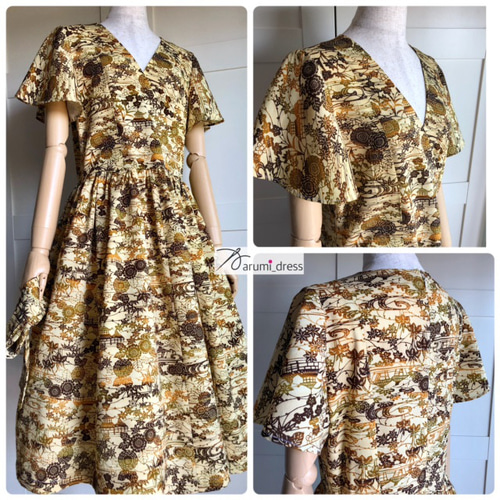 Original kimono remake 着物リメイク フレアスリーブ 上品 half