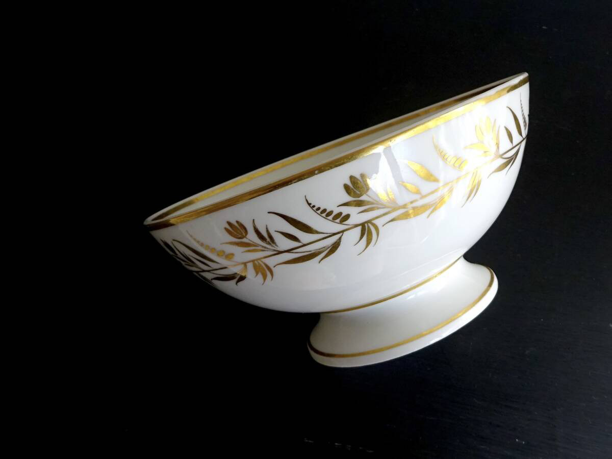 1800年末-1900年初期 フランス パリ窯 白磁 コンポティエ 金彩装飾 古道具 アンティーク