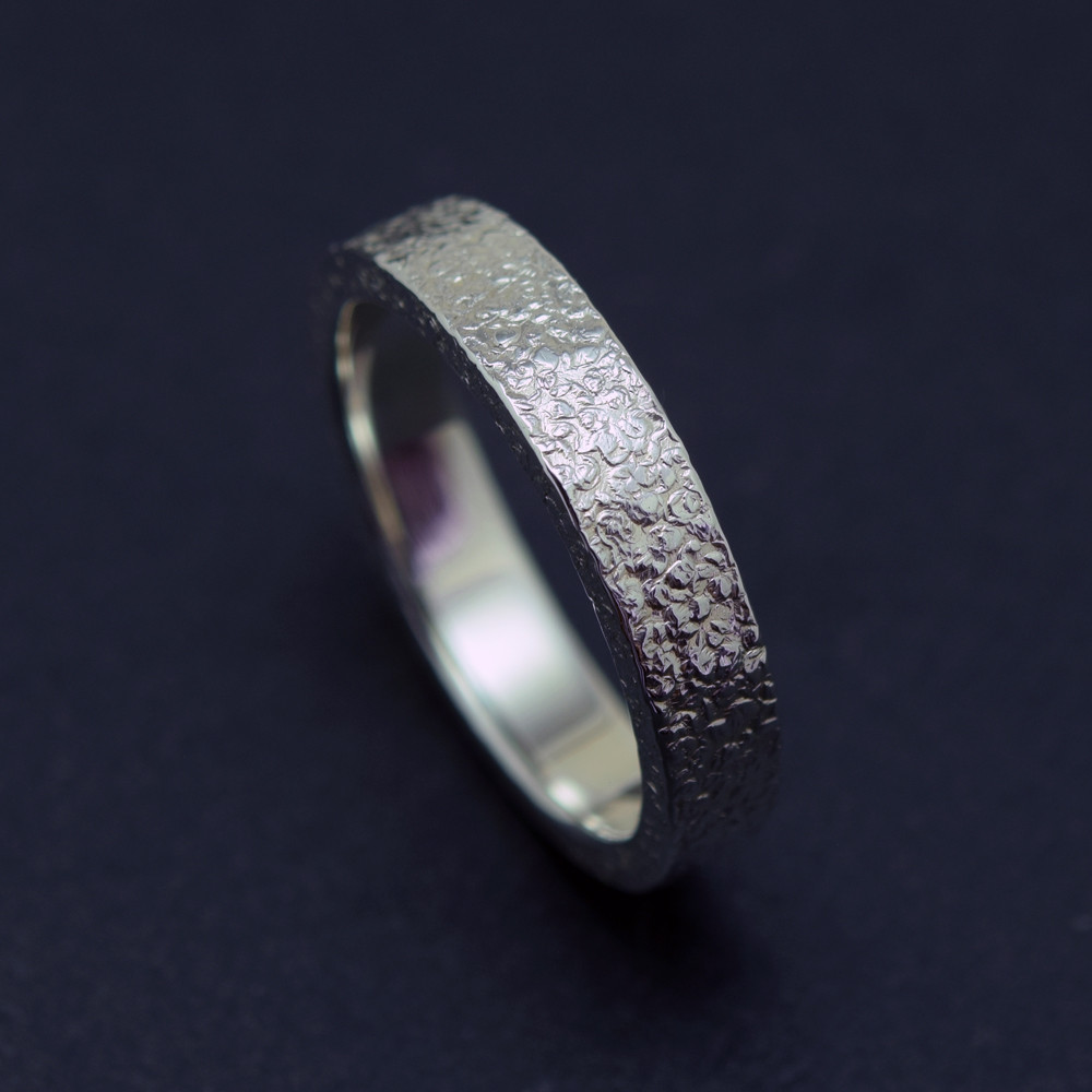 Grain Hammer Ring / 4mm Silver Ring オーダー制作/ 受注生産（平打ち形状）