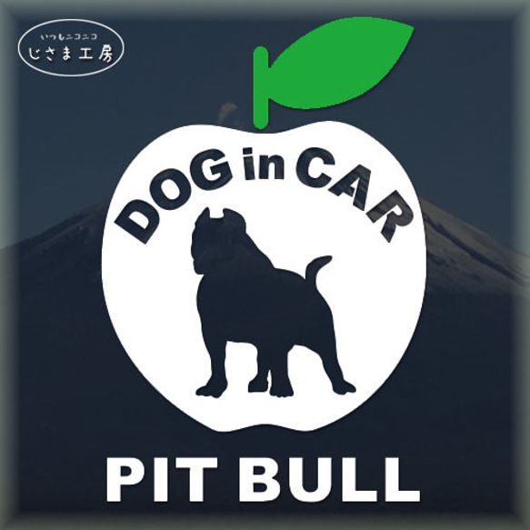 ピットブルのドッグインカ―かわいいリンゴのステッカー‼ 1枚目の画像