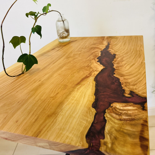 レジンテーブル ソファテーブル サイドテーブル 桜の木 サイドテーブル