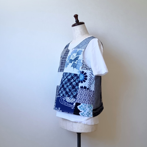 20%off 浴衣リメイク パッチワークベスト 彩 ベスト てまや 通販