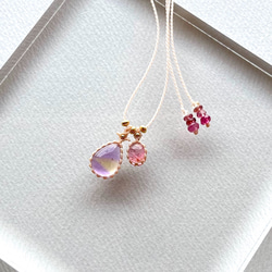 クリスタルとカイヤナイト+ハーキマーダイヤモンドのマクラメ編み