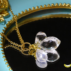 ☾Luna Tears☽ クリスタルとシルキークォーツ ブリオレットカット 14kgf ネックレス 4月誕生石 5枚目の画像