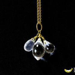 ☾Luna Tears☽ クリスタルとシルキークォーツ ブリオレットカット 14kgf ネックレス 4月誕生石 6枚目の画像