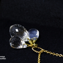 ☾Luna Tears☽ クリスタルとシルキークォーツ ブリオレットカット 14kgf ネックレス 4月誕生石 2枚目の画像