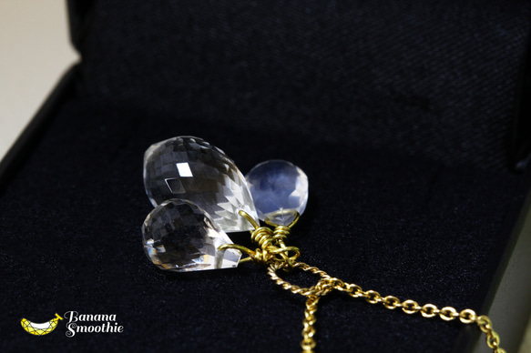 ☾Luna Tears☽ クリスタルとシルキークォーツ ブリオレットカット 14kgf ネックレス 4月誕生石 2枚目の画像