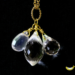 ☾Luna Tears☽ クリスタルとシルキークォーツ ブリオレットカット 14kgf ネックレス 4月誕生石 4枚目の画像