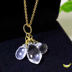 ☾Luna Tears☽ クリスタルとシルキークォーツ ブリオレットカット 14kgf ネックレス 4月誕生石 1枚目の画像