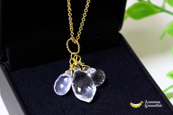☾Luna Tears☽ クリスタルとシルキークォーツ ブリオレットカット 14kgf ネックレス 4月誕生石 1枚目の画像