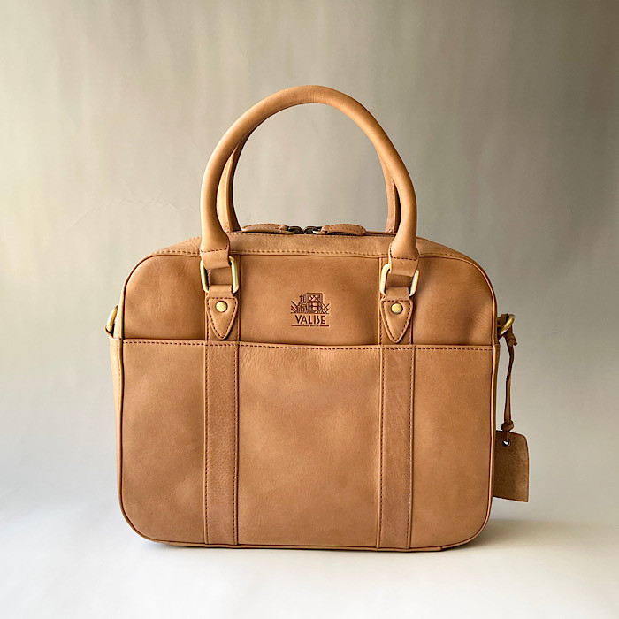英国デザイン牛革かばんValiseミニビジネス　ゴールデンタン