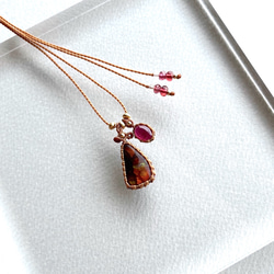 シトリン×プレナイト×アクアマリンのマクラメ編み 天然石ネックレス