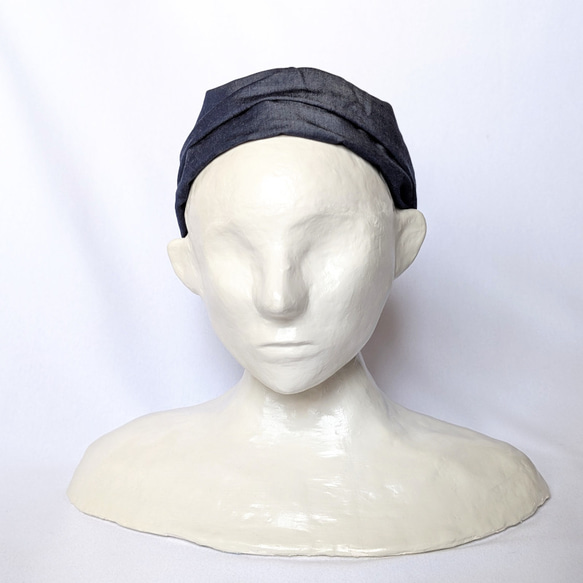 幅広ヘアバンド（デニム・ネイビー） 5枚目の画像