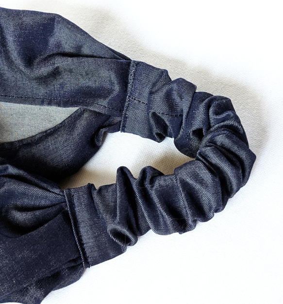 幅広ヘアバンド（デニム・ネイビー） 3枚目の画像
