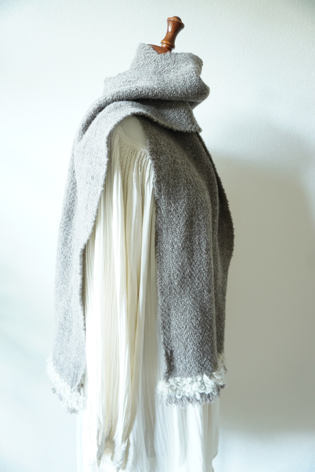 herring boneマフラー　ふわふわ　ナチュラルグレー