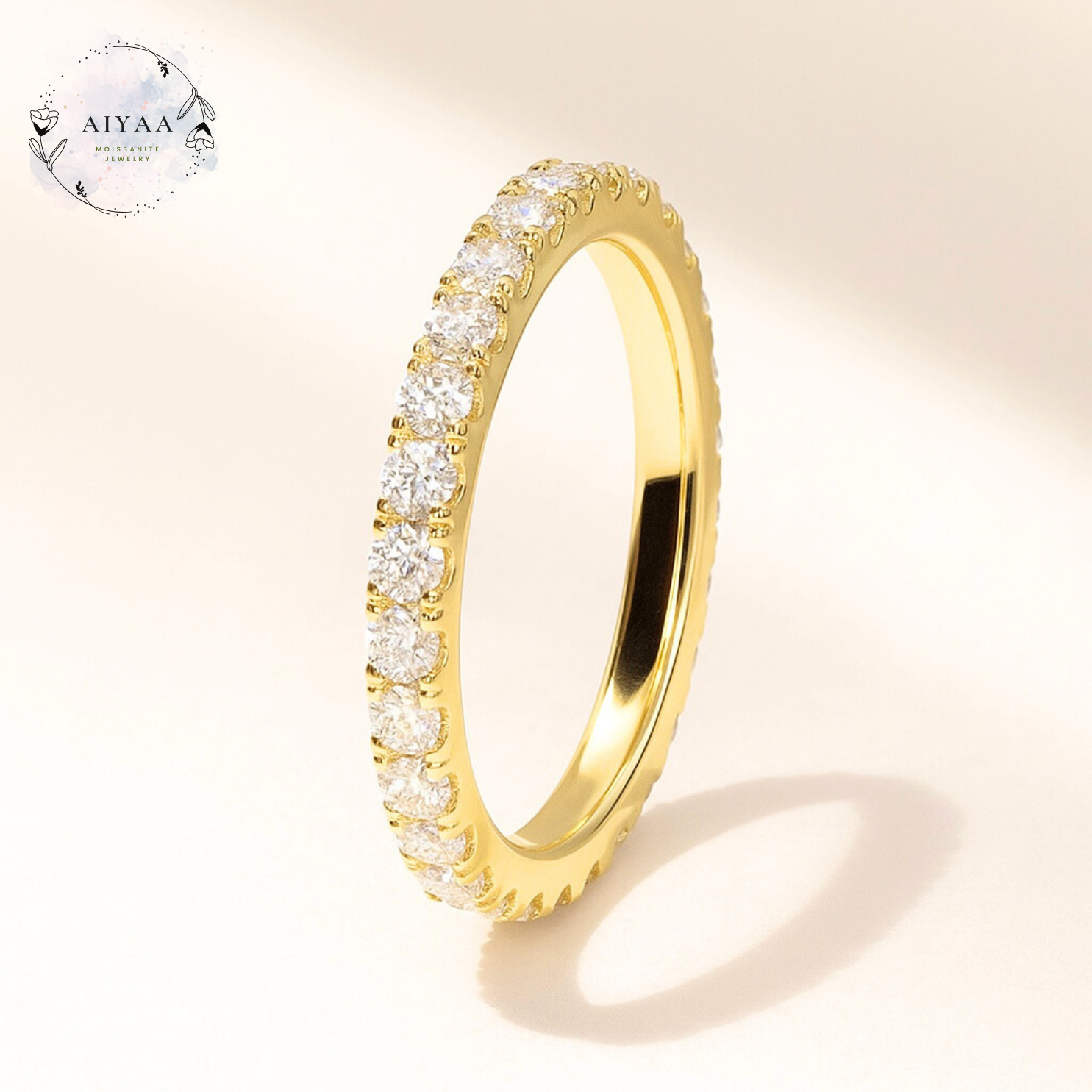 モアサナイト フルエタニティリング 2mm｜Dカラー VVS1 H&Cカット（シルバー925）YG