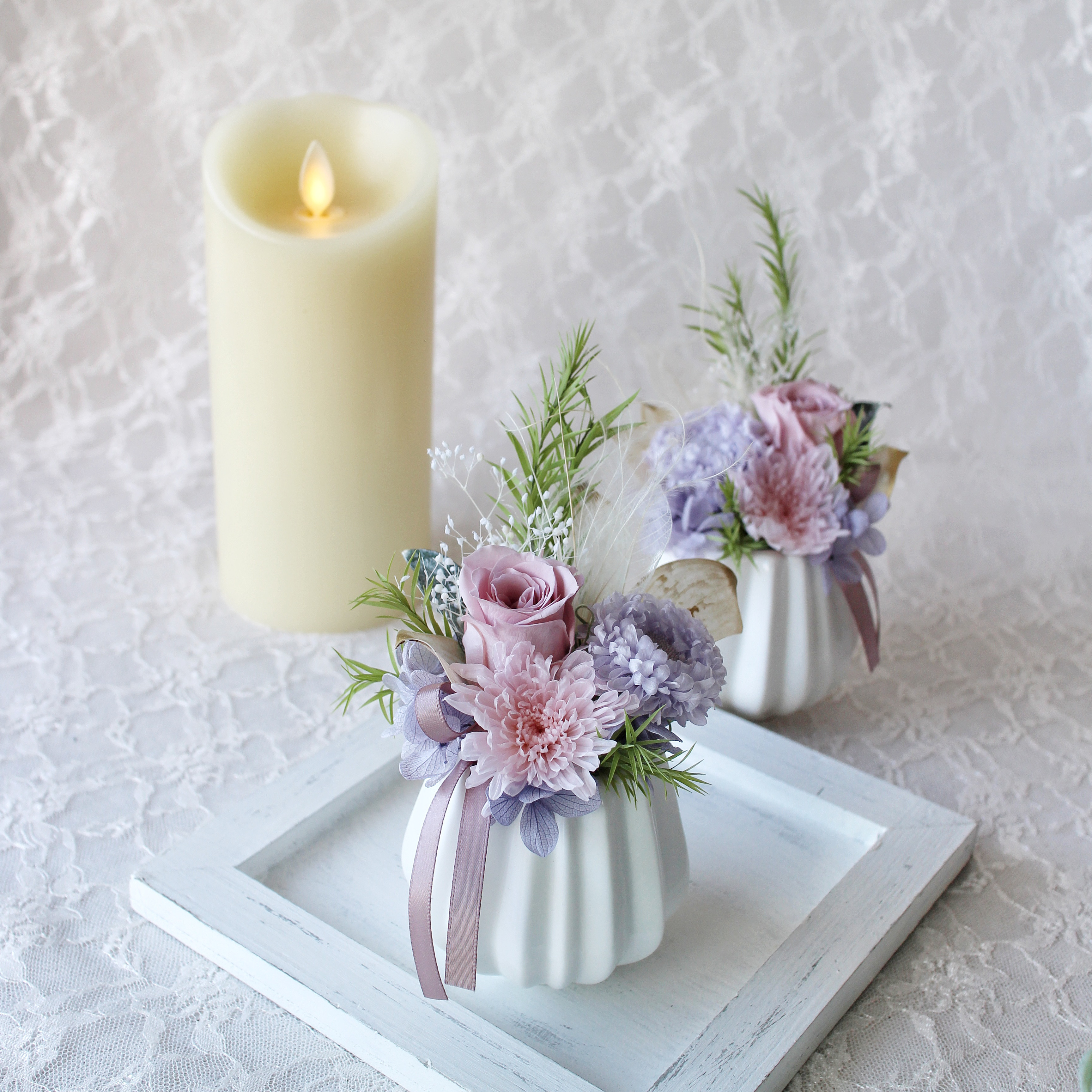 ～ミニモダン仏花～  一対(2点セット)  心に寄り添う小さな癒し花   お盆/ お供え/お彼岸/敬老の日/命日