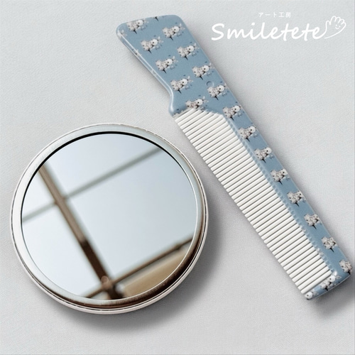 恋するうさぎちゃんミラー＆コームセット ミラーマット加工仕上げ 手鏡