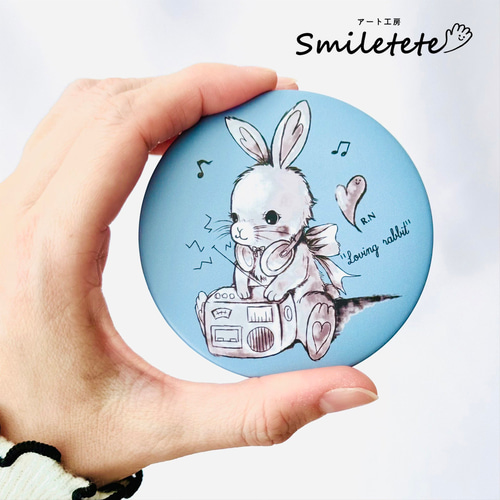 恋するうさぎちゃんミラー＆コームセット ミラーマット加工仕上げ 手鏡