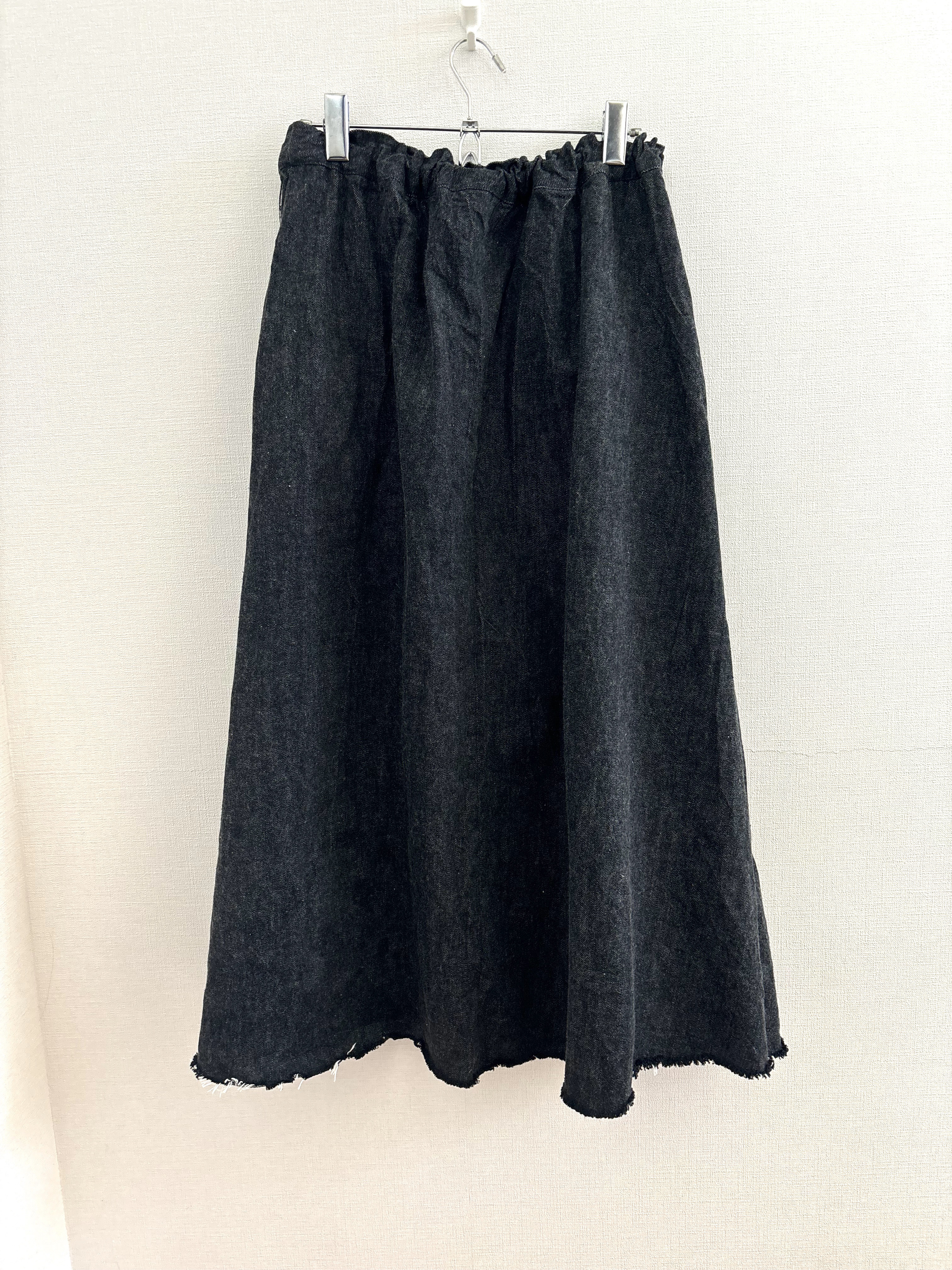 岡山デニム✨　ポケットなし　丈→希望の長さで制作　国産デニム　スカート  フレアスカート  ブラックデニム　日本製　国産