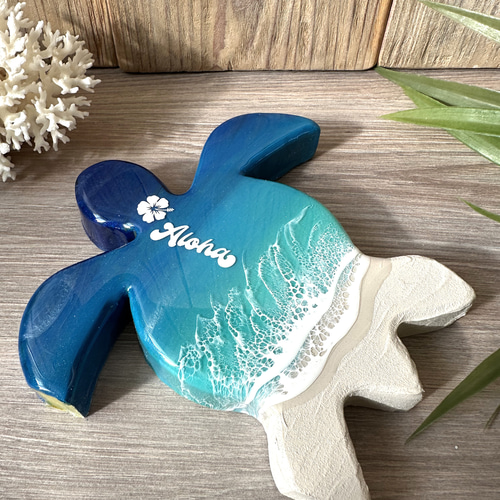 ホヌの自立パネル ホヌ カメ 置物 オブジェ 波 海 プレゼント 新築祝い