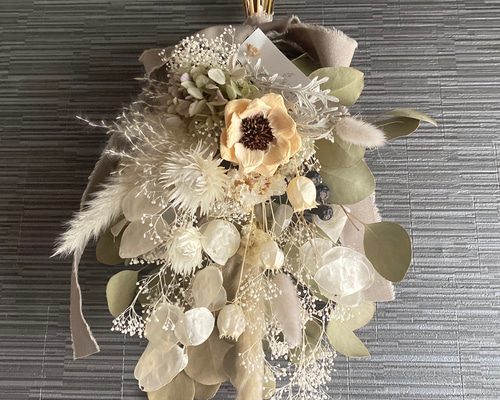 爽やかインテリア✨ ホワイトドライフラワースワッグ ドライフラワー