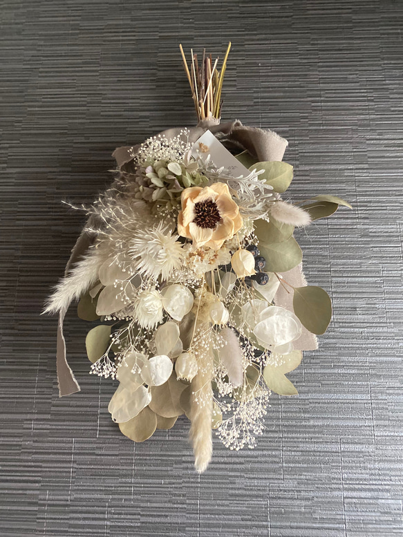 爽やかインテリア✨ ホワイトドライフラワースワッグ ドライフラワー