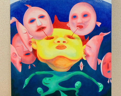 油絵手描き作品 油絵手描き金箔縁起の良い象S47 imgrc0079633186.jpg