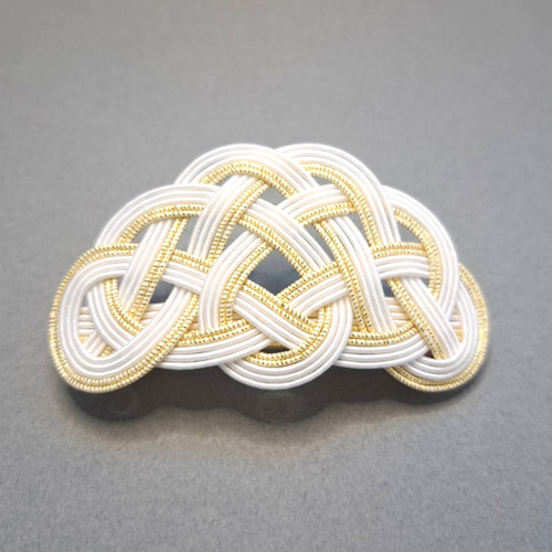 No.233 水引 髪飾り バレッタ ヘアクリップ 水引 ✽ バレッタ 松結び 〖白 ホワイト〗 軽量 和風 髪飾り