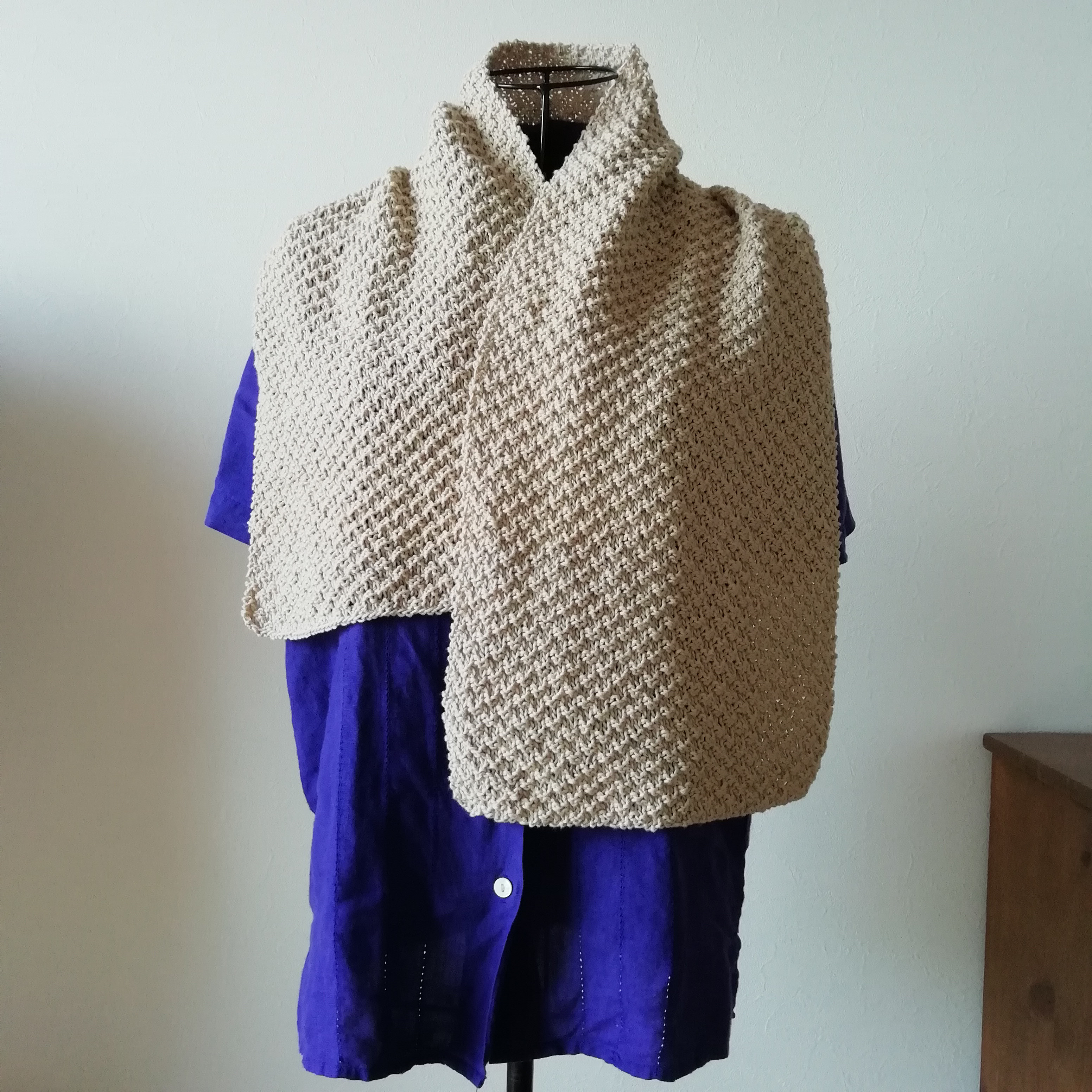 zm01-02 ストール ハンドニット ベージュ コットン 春・夏・秋 敏感肌 ストレスフリー 綿100