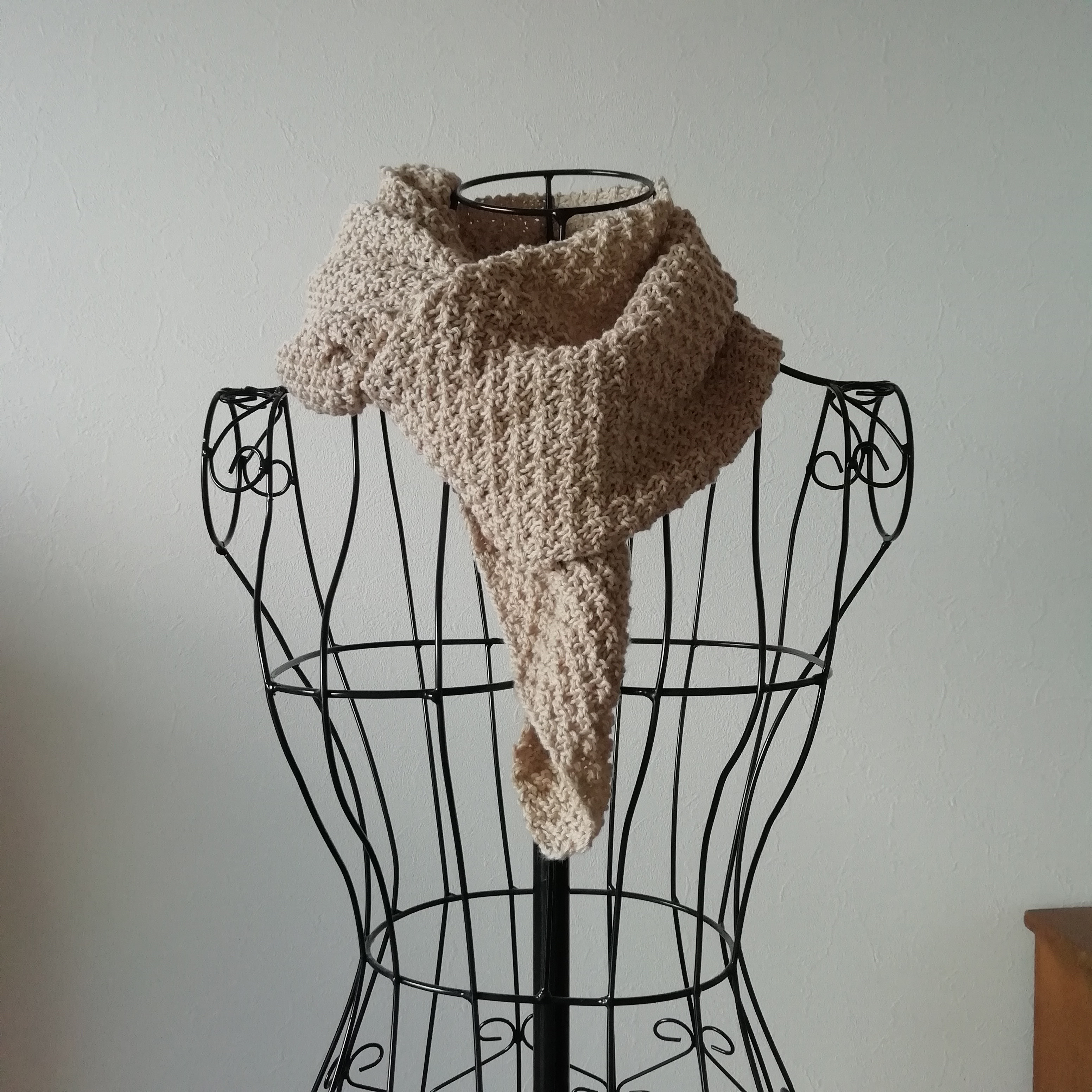 zm01-02 ストール ハンドニット ベージュ コットン 春・夏・秋 敏感肌 ストレスフリー 綿100