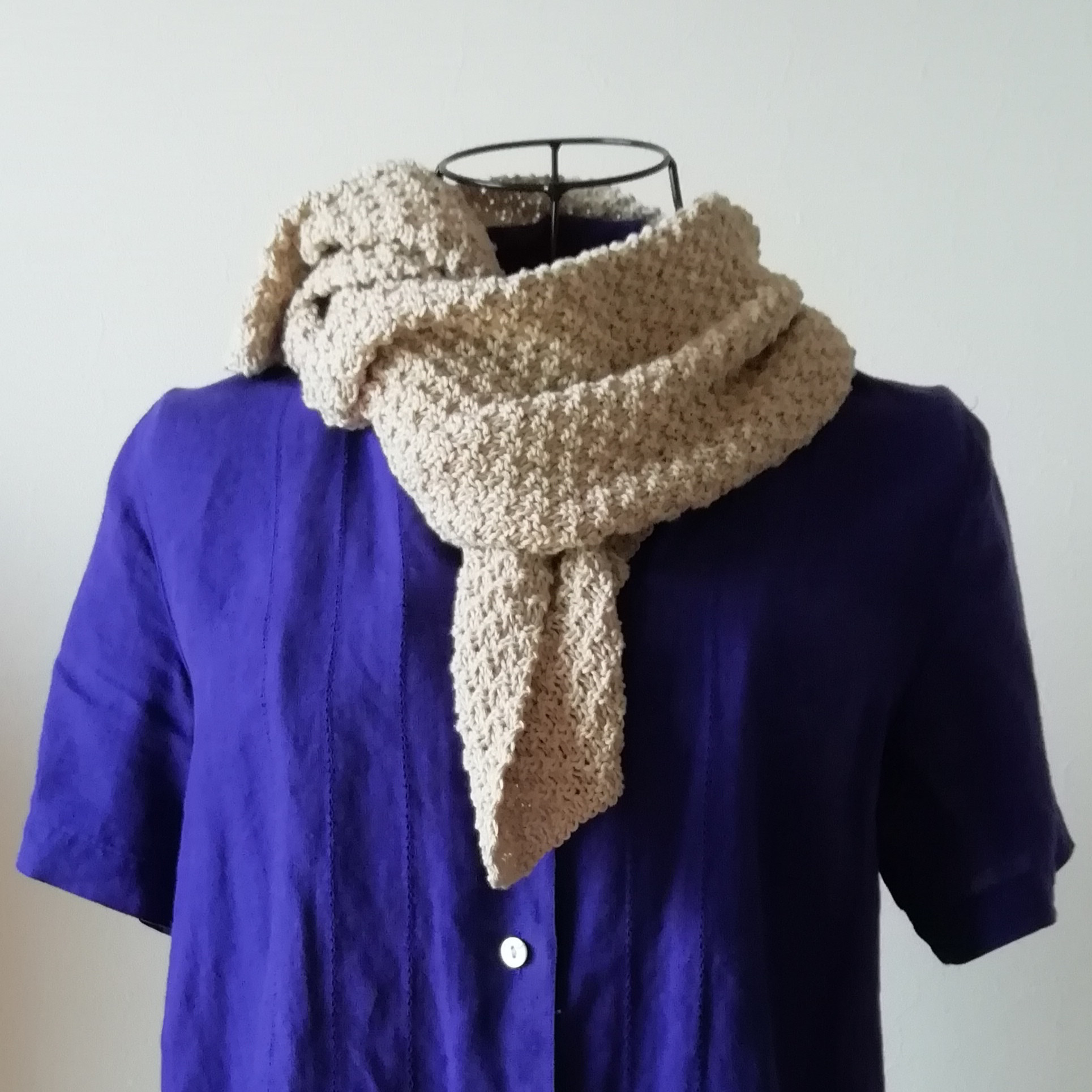 zm01-02 ストール ハンドニット ベージュ コットン 春・夏・秋 敏感肌 ストレスフリー 綿100