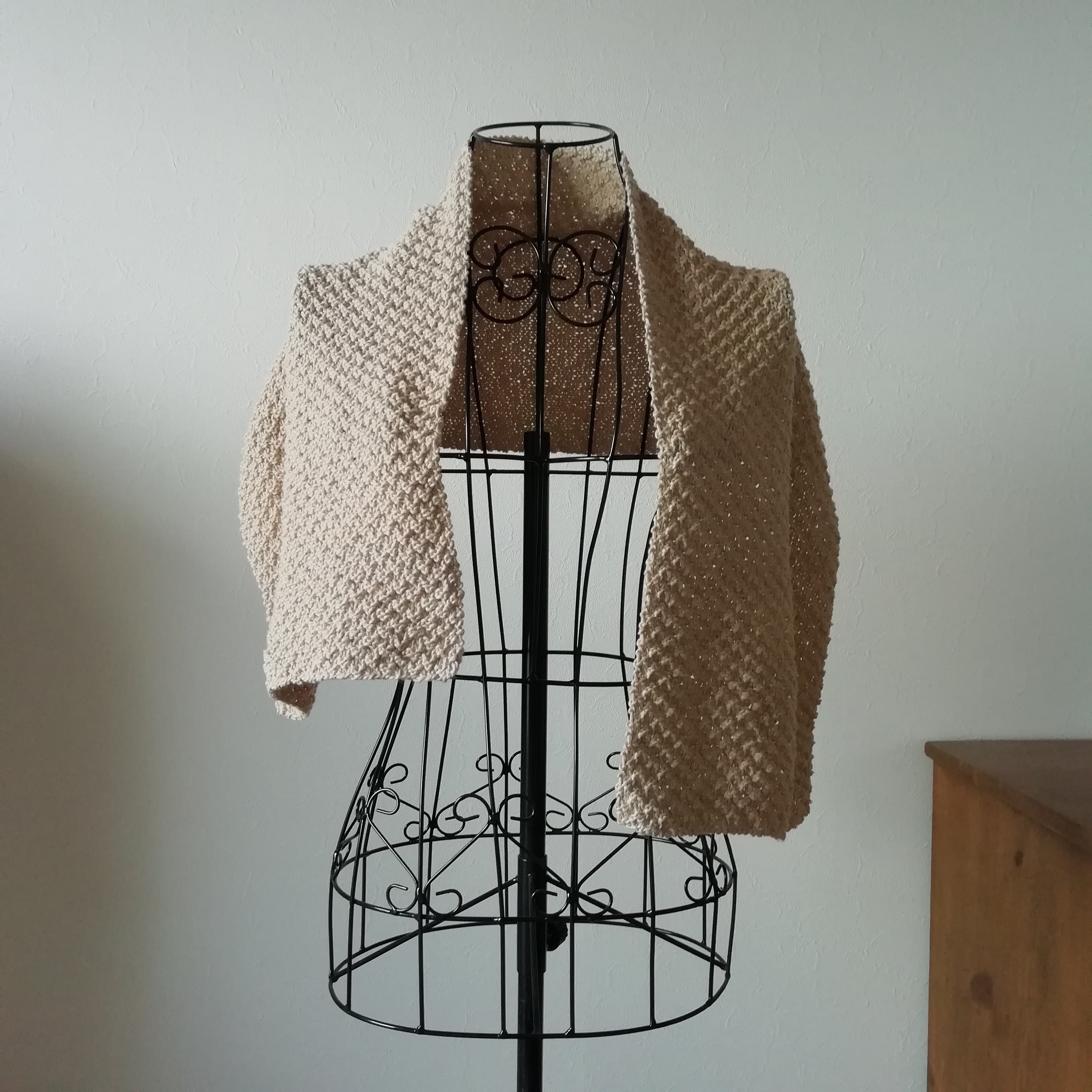 zm01-02 ストール ハンドニット ベージュ コットン 春・夏・秋 敏感肌 ストレスフリー 綿100