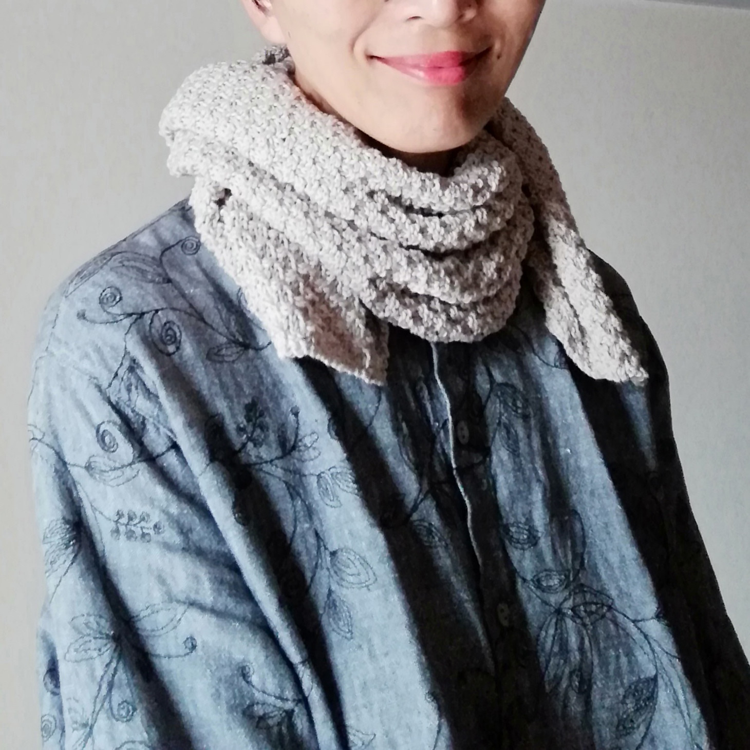 zm01-02 ストール ハンドニット ベージュ コットン 春・夏・秋 敏感肌 ストレスフリー 綿100