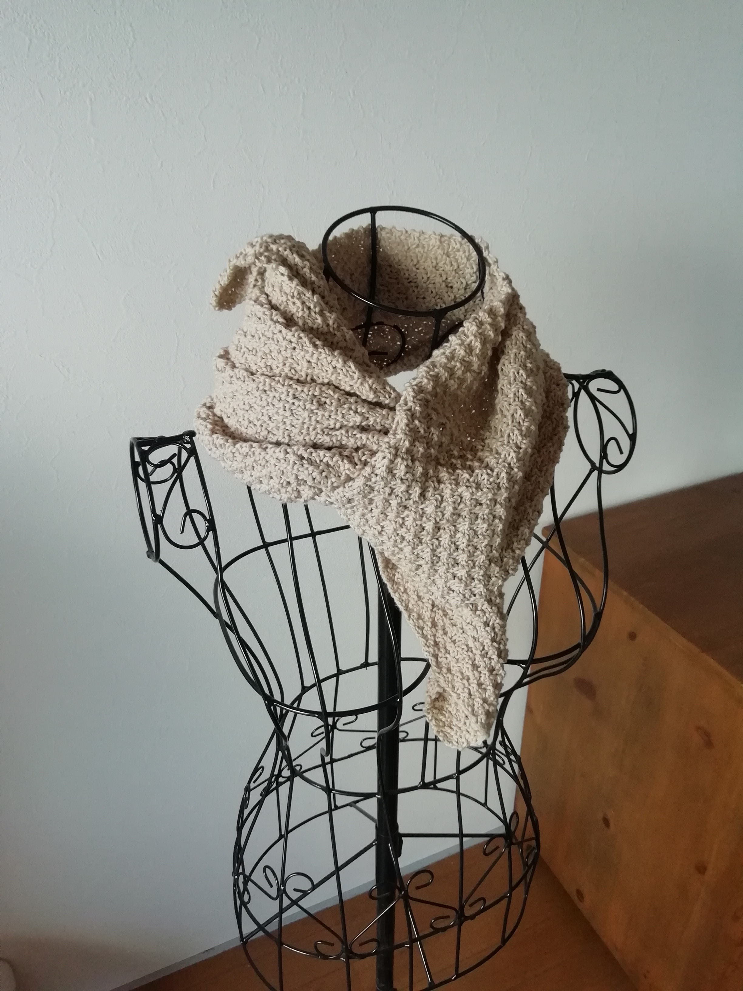 zm01-02 ストール ハンドニット ベージュ コットン 春・夏・秋 敏感肌 ストレスフリー 綿100