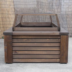 高さの有るビオトープ　80L　トロ舟＆木枠セット（3D型防鳥網付き・棚付き） 4枚目の画像