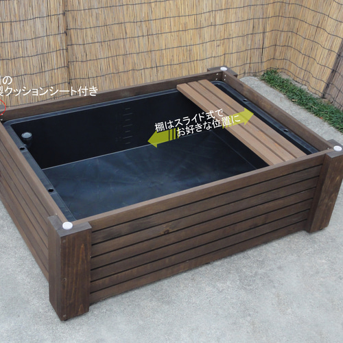 高さの有るビオトープ 80L トロ舟＆木枠セット（3D型防鳥網付き・棚