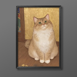 絵画 。壁掛け絵手描き【夕食の前、かわいい猫たち】 絵画