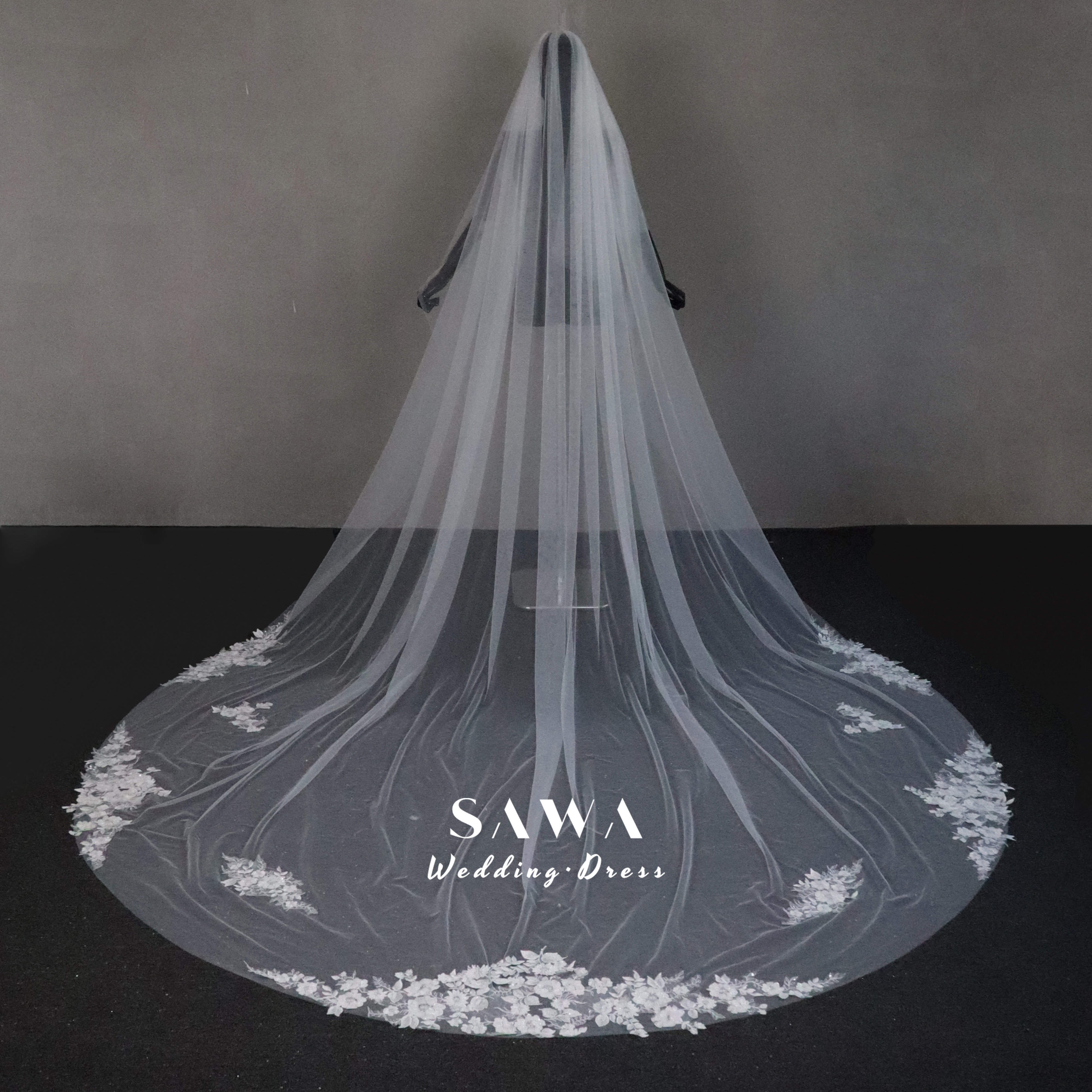 高品質保証　咲き誇る小花レース　ベールダウン　ドレス小物　フランスレース　上品　ウェディングドレス　前撮りブライダル花嫁