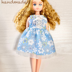 TAKARA タカラ リカちゃん 洋服 日本製 ② 花柄 フリル ワンピース ドール服 リカちゃん 27cmドール ジューンブライド風 紫陽花 夏