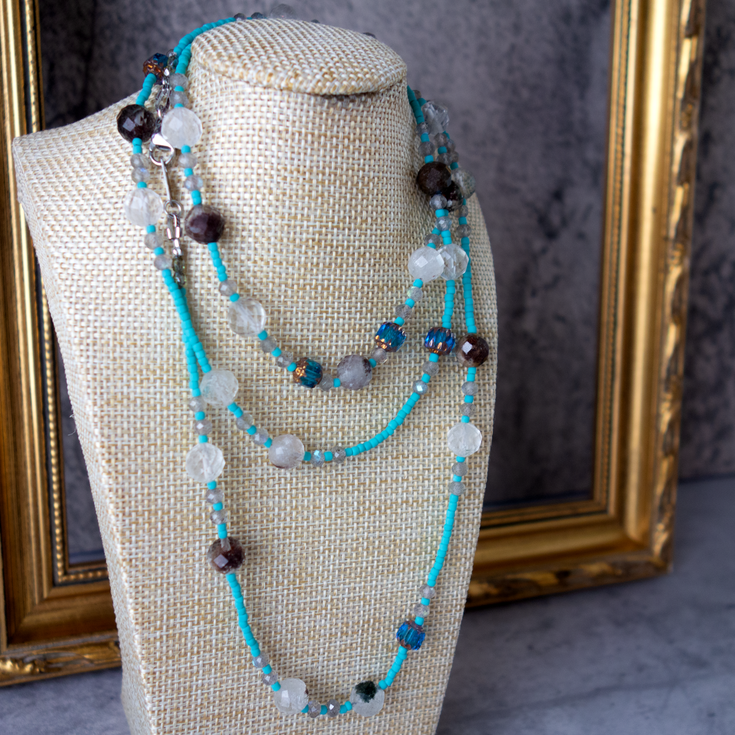 【送料無料】*Céleste _ セレステ／天空のブルー* ロングネックレス【シルクコードネックレス】