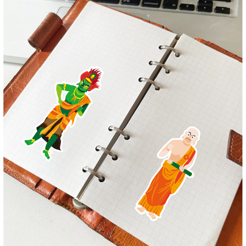 オリジナルイラスト仏像のステッカー21（八大童子） ※UV、耐水加工