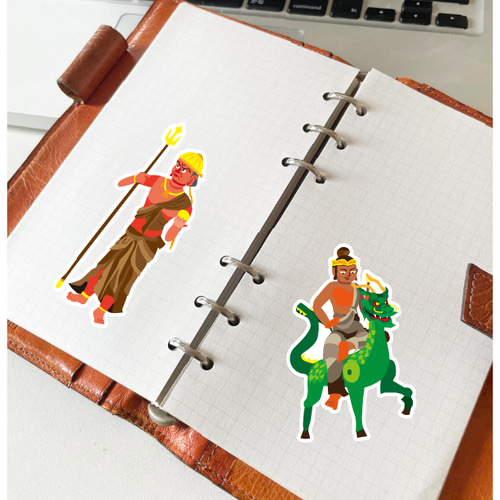 オリジナルイラスト仏像のステッカー21（八大童子） ※UV、耐水加工