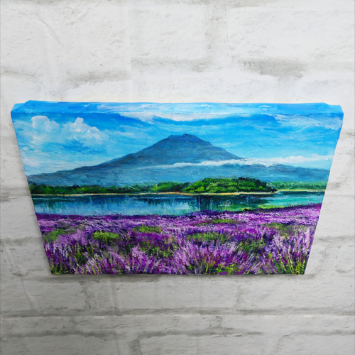 油絵 油彩 油彩画 絵 絵画 【河口湖のラベンダー畑】F4号 絵画 HR