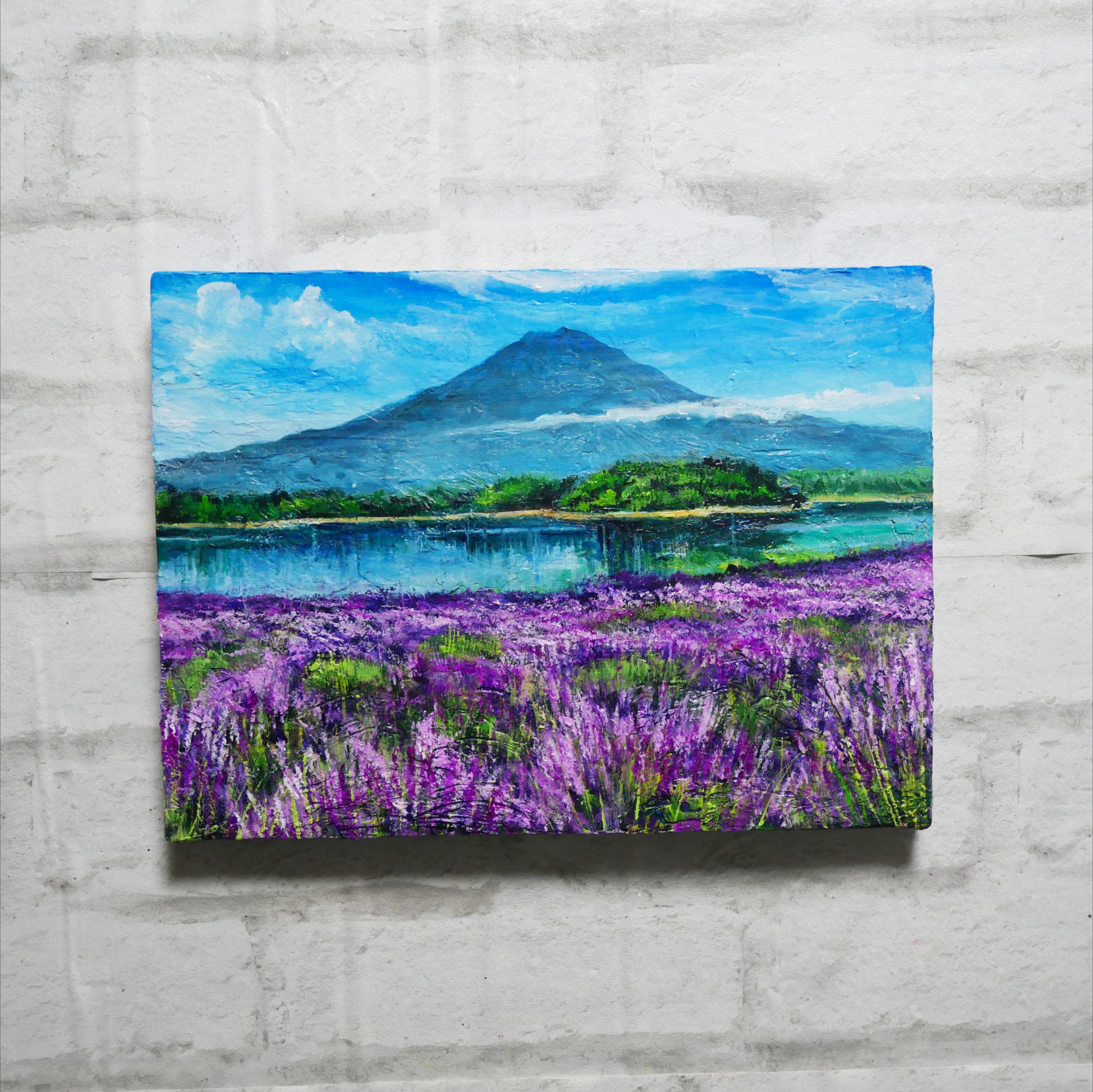 油絵 油彩 油彩画 絵 絵画 【河口湖のラベンダー畑】F4号 油絵 油彩 油彩画 絵 絵画 【河口湖のラベンダー畑】F4号 絵画