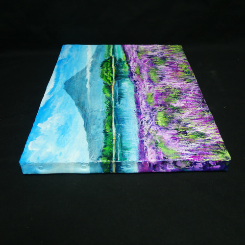 油絵 油彩 油彩画 絵 絵画 【河口湖のラベンダー畑】F4号 油絵 油彩