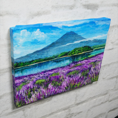 油絵 油彩 油彩画 絵 絵画【ラベンダー畑に立つ一本木】 油絵 油彩 油彩画 絵 絵画 【河口湖のラベンダー畑】F4号 絵画 HR