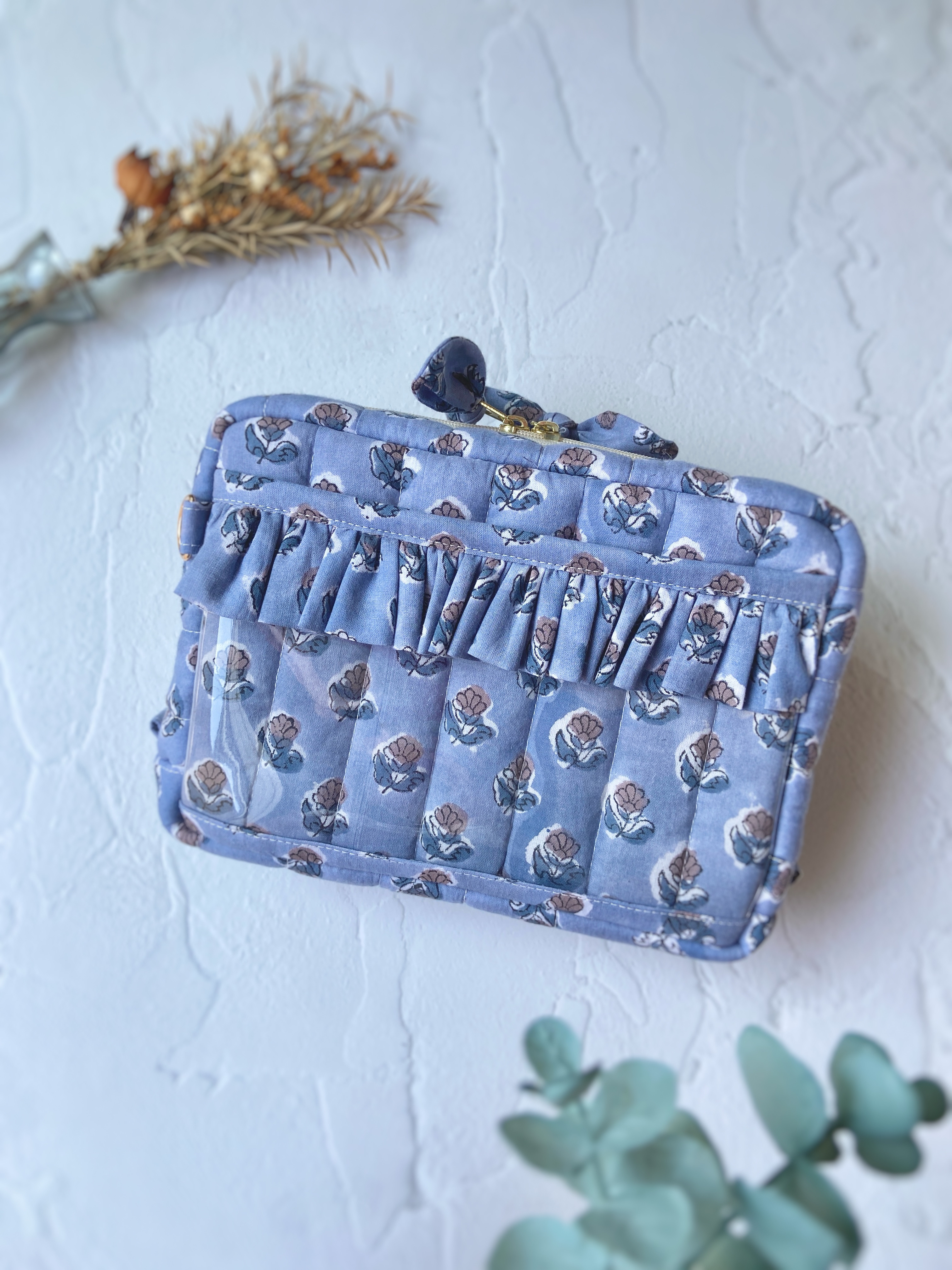 ふわふわ インド綿 ポーチ〜Sサイズ〜 旅行ポーチ オムツポーチ 化粧ポーチ インド綿 大容量