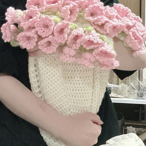 かぎ針編み 花束ブランケット 編み物 枯れない花 ブーケ